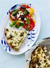 Nem tærte med  rejer, feta og broccoli 